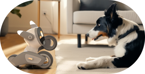 Loonaと見つめ合う犬